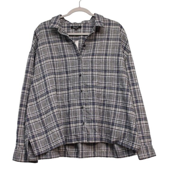 NWT Madewell Flannel Button Up XL Westlake Plaid Boxy Relaxed Outdoor Preppy - Picture 1 of 12